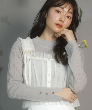 Green Parks ｄａｚｚｌｉｎ　シアーリブニットプルオーバー Gray