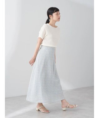 earth music&ecology フラワープリントフレアスカート Sax