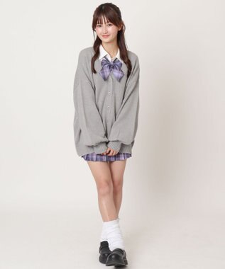 WEGO 【SCHOOLITEM】ニットカーディガン 杢グレー