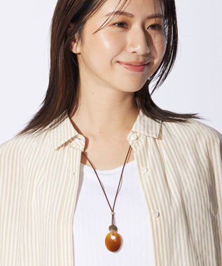 J.PRESS LADIES マーブルカーブ ネックレス ブラウン系