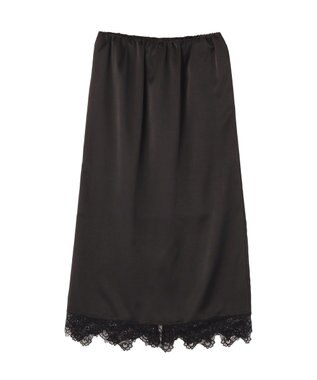 earth music&ecology サテンレーススカート Black
