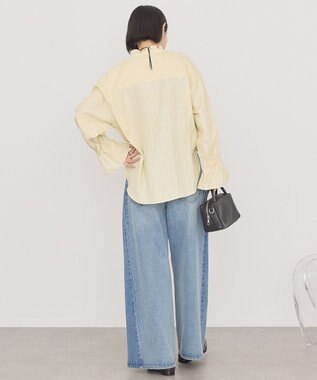 AMERICAN HOLIC スタンドフリルストライプスキッパーブラウス Yellow