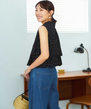 組曲 S 【入江未悠さんコラボ】ギャザーライトデシンティアード ブラウス モノトーンドット系5