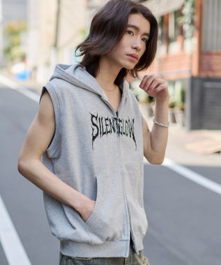 WEGO ノースリZIPパーカー 杢グレー