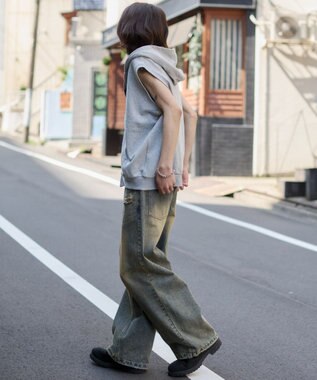 WEGO ノースリZIPパーカー 杢グレー