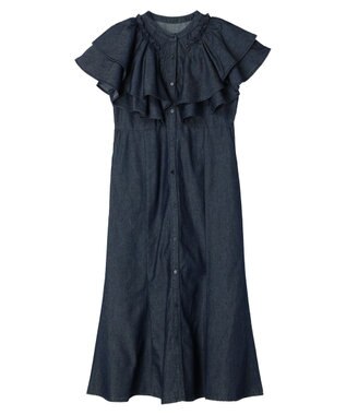 earth music&ecology ラッフル前開きデニムワンピース Dark Navy