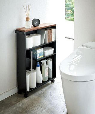 tower ハンドル付きスリムトイレラック タワー ブラック ブラック