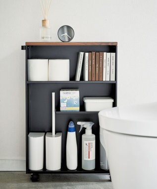 tower ハンドル付きスリムトイレラック タワー ブラック ブラック