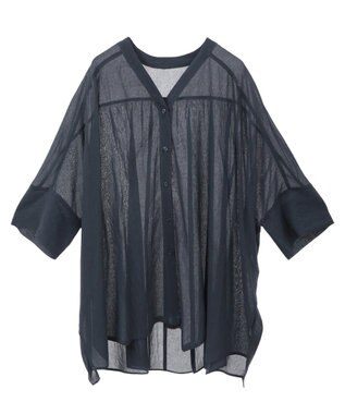 AMERICAN HOLIC 【接触冷感】Ｖネックシアー半袖ＢＩＧシャツ Navy