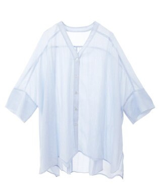 AMERICAN HOLIC 【接触冷感】Ｖネックシアー半袖ＢＩＧシャツ Stripe