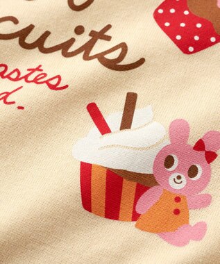 MIKI HOUSE HOT BISCUITS 【80-120cm】 カップケーキ柄 ミニ裏毛 ルームウェア上下セット 赤