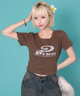 WEGO 別注PIKOラメ　リブT ブラウン