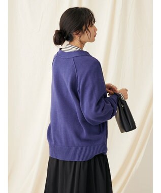 CRAFT STANDARD BOUTIQUE Ｖネックアウトリンキングカーディガン Navy