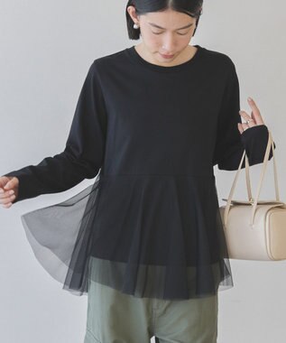 AMERICAN HOLIC チュールドッキングカットプルオーバー Black