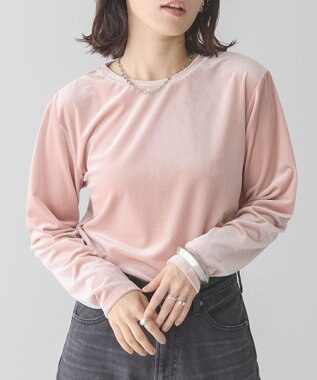 AMERICAN HOLIC ベロアクルーネックカットプルオーバー Pink
