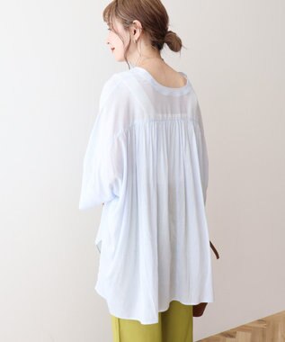 AMERICAN HOLIC 【接触冷感】Ｖネックシアー半袖ＢＩＧシャツ Stripe