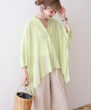 AMERICAN HOLIC 【接触冷感】Ｖネックシアー半袖ＢＩＧシャツ Pistachio