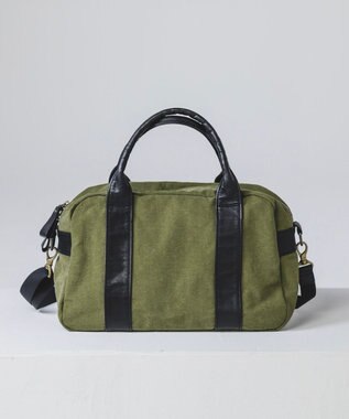 YUSHI EVER - BOSTON SHOULDER ナイロン 本革 ボストンショルダー オリーブ