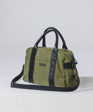 YUSHI EVER - BOSTON SHOULDER ナイロン 本革 ボストンショルダー オリーブ