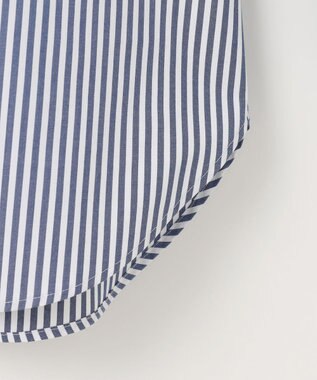 #Newans 【洗濯機可能/シワになりにくい】リボンカフスブラウス ネイビーストライプ