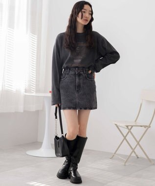 WEGO 台形デニムミニスカート ブラックその他