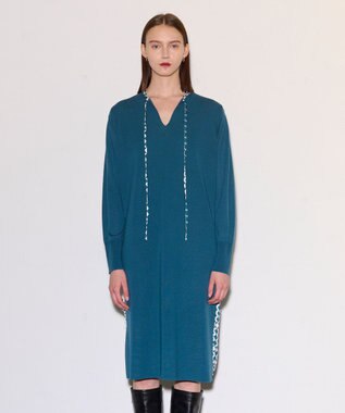 JOSEPH ダイヤゴナルプリント×ニット　ドレス Dark Teal