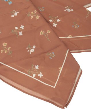 Green Parks フラワーシルキースカーフ Brown