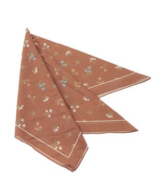 Green Parks フラワーシルキースカーフ Brown