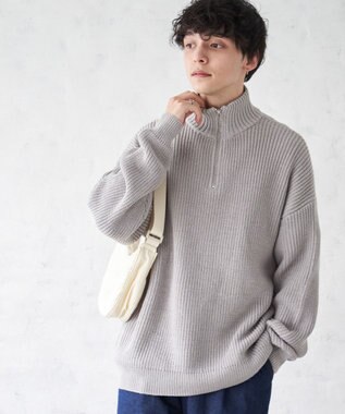 WEGO オーバーフィットハーフジッププルオーバー ライトグレー