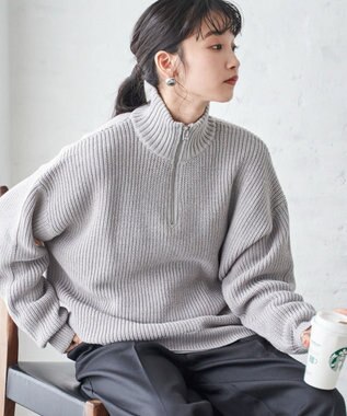 WEGO オーバーフィットハーフジッププルオーバー ライトグレー