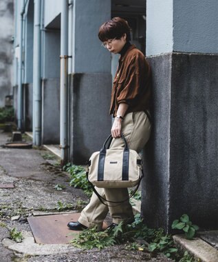 YUSHI EVER - BOSTON SHOULDER ナイロン 本革 ボストンショルダー ベージュ