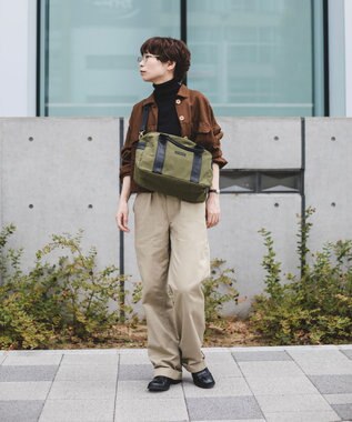 YUSHI EVER - BOSTON SHOULDER ナイロン 本革 ボストンショルダー オリーブ