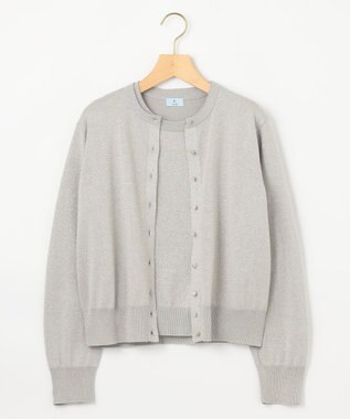 組曲 S 【WEB限定・2SET】5分袖ラメ入りアンサンブルニット シルバー系