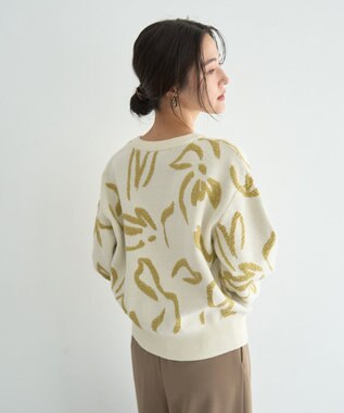 YECCA VECCA アート柄ふくれジャガードニット Ivory