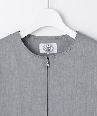 J.PRESS LADIES L TCリネン ドライツイル ノーカラー ブルゾン グレーシャンブレー系