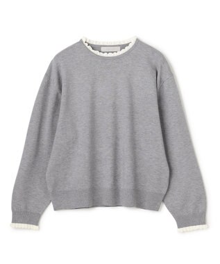 UNFILO フリルトリミング ニット グレー×エクリュ