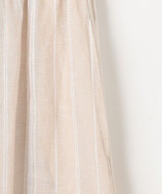 23区 【洗える】LIBECO ティアード スカート ベージュ×ホワイトストライプ