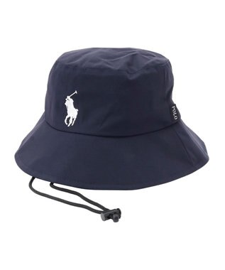MOONBAT 【WEB限定/遮光/撥水】POLO RALPH LAUREN 晴雨兼用 バケットハット ／つば遮光生地 レインハット あご紐 ネイビーブルー
