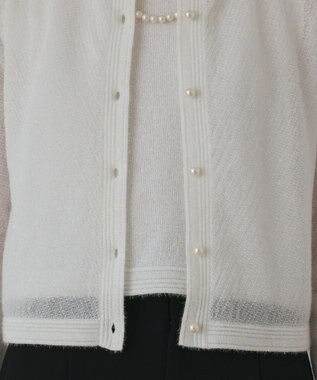 GRACE CONTINENTAL ラメフェザ－ニットカーディガン ホワイト