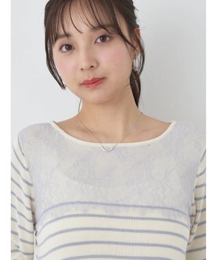 earth music&ecology レースボーダーニットプルオーバー Sax