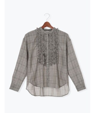 Te chichi チェックフリルブラウス ブラック