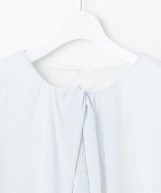 自由区 【XSサイズ～/洗える】ロイヤルシフォン デザインブラウス スカイブルー系