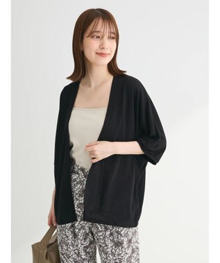 Green Parks よくばり　半袖カットドルマンカーディガン Black