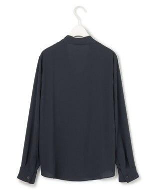 ICB L 【UVケア・速乾・接触冷感・洗える】BackSatinAmunzen 配色ボウタイブラウス ネイビー系