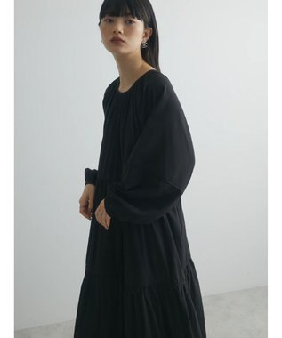 Green Parks armonia. ティアード配色パイピングワンピース Black