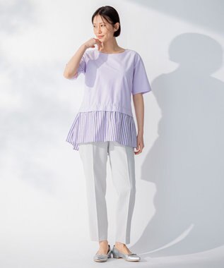 自由区 【洗える】2WAYツイル テーパードパンツ ライトグレー系