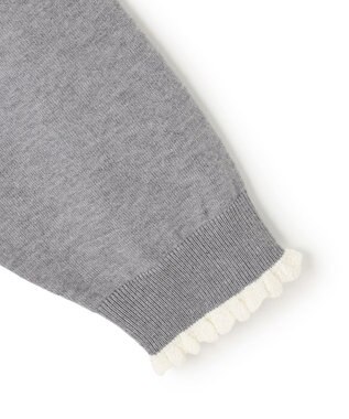 UNFILO フリルトリミング ニット グレー×エクリュ
