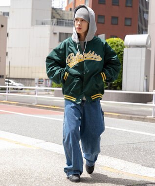 WEGO 【ユニセックス着用ITEM】フードワッペンスタジャン ダークグリーン