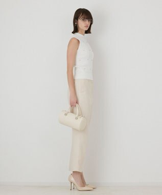 GRACE CONTINENTAL ビジューリブニットトップ ホワイト