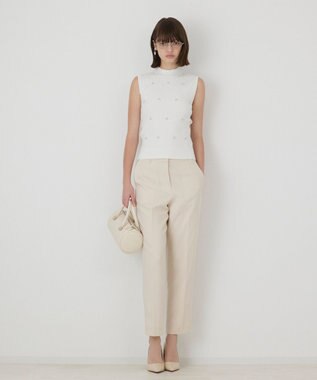 GRACE CONTINENTAL ビジューリブニットトップ ホワイト